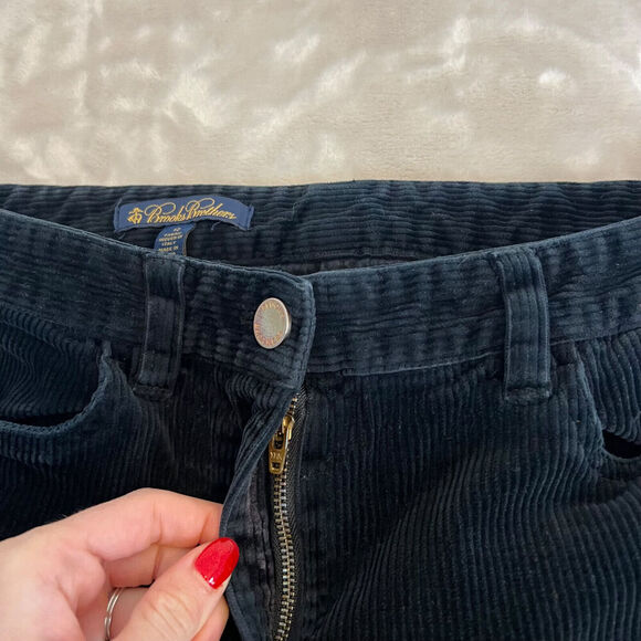 Brooks Brothers Pants Womens 12 Black Corduroy Straight Leg Mid Rise Work Career - Picture 3 of 12
